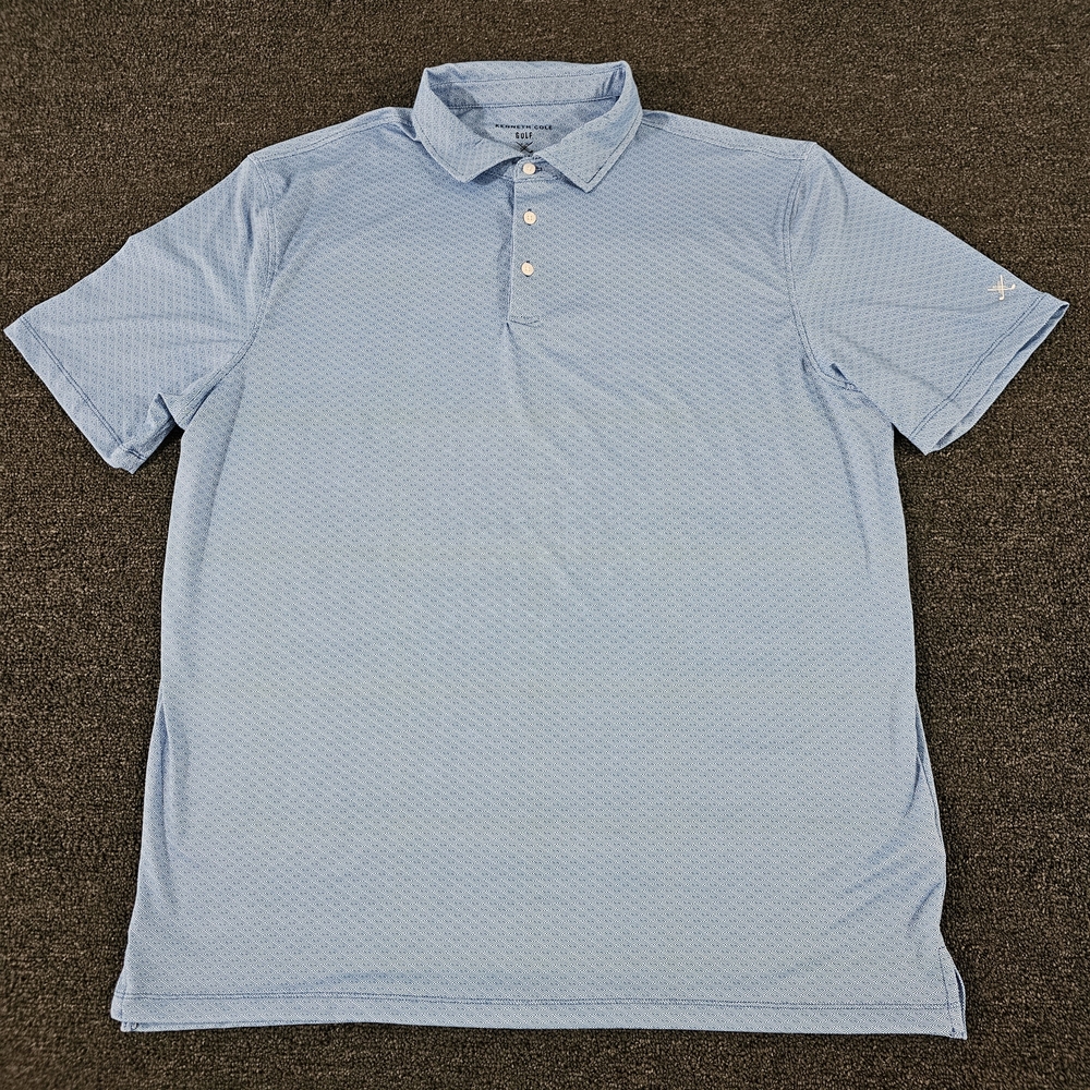 Kenneth Cole Golf Polo Shirt Mens XXL Blue Geometric